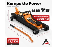 AUTORIA hidraulinis automobilinis domkratas 2,5 t, ekstra plokščias su transportavimo lagaminu, 85–385 mm