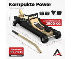 AUTORIA hidraulinis automobilinis domkratas 2,5 t, ekstra plokščias, su transportavimo dėklu, ATCJ2500