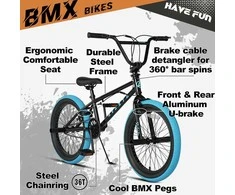 AVASTA BMX dviratis Rubato 20 K Pro vaikams ir jaunimui, 20 colių ratai, plieno rėmas
