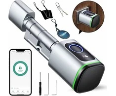 AVATTO elektroninis durų užraktas su pirštų atspaudų skaitytuvu, Bluetooth, RFID, cilindrinis, 70 mm, SDL-S1-B60