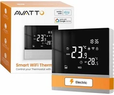 AVATTO išmanusis termostatas elektriniam grindų šildymui, Wi-Fi, programuojamas, LCD, 16 A, WT300-16 A