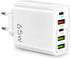 AXFEE USB kroviklis 65 W, 5 jungtys (2 x USB-C PD, 3 x USB QC3.0), greitasis įkrovimas, modelis KeKe-F002