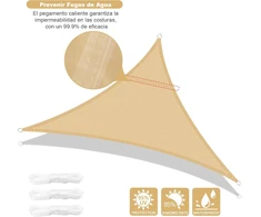 AXT SHADE trikampis saulės uždangas 5x5x5 m, poliesteris, vandeniui atsparus, smėlio spalvos
