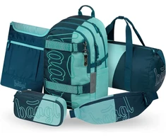 Baagl ergonominis 5 dalių mokyklinių kuprinių rinkinys su riedlentės laikikliu, 25 l, juodas, A-36468