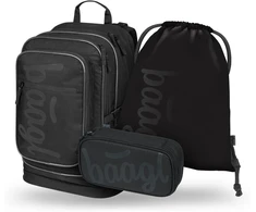Baagl ergonomiška mokyklinė 3 dalių kuprinės rinkinys, juoda, 29 l, 15 colių nešiojamam kompiuteriui
