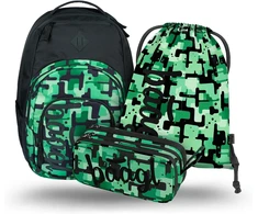 Baagl ergonomiškas mokyklinės kuprinės rinkinys Coolmate, 35 l, su termokišene, žalias, 3 dalių