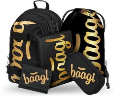 Baagl mokyklinė kuprinė vaikams, ergonomiška, 25 l, 3 skyrių, poliesteris, Skate Gold, A-34737
