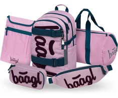 Baagl mokyklinės kuprinės rinkinys, 5 dalių, 25 l, rožinis, ergonomiškas, A-36471