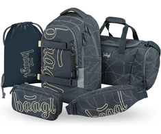 Baagl mokyklinės kuprinės rinkinys Skate Max, ergonomiška 30 l, 5 dalių, Fala