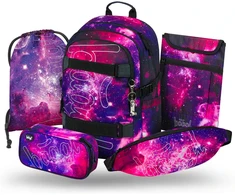 Baagl mokyklinės kuprinės rinkinys su riedlentės laikikliu, ergonomiškas, 25 l, Galaxy, A-36540
