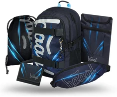 Baagl mokyklinės kuprinės rinkinys su riedlentės laikikliu, 25 l, ergonomiškas, Bluelight, A-36539