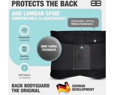 Back Bodyguard nugaros juosmens atraminis diržas su reguliuojamu užsegimu, juodas, S