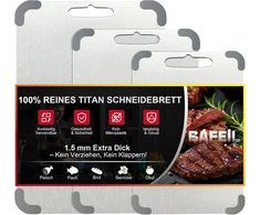 Bafeil nerūdijančio plieno pjaustymo lentelė, 1,5 mm, su silikonine kraštine, 3 dalių rinkinys
