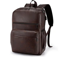 BAGZY ruda 15,6 colių kelioninė kuprinė su USB jungtimi, dirbtinės odos, 40 × 30 × 15 cm, B030-XIN