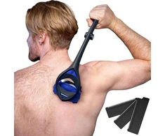BakBlade nugaros plaukų skustuvė vyrams su 58 cm ergonomiška rankena, keičiamomis galvutėmis, Stealth 3.0