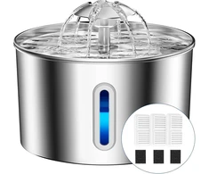 BalimoPet nerūdijančio plieno kačių vandens fontanas 2,2 l su LED apšvietimu BP02