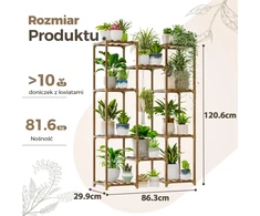 Bamworld medinė kabanti gėlių lentyna, 10 lygių, 76x30x108 cm, eukalipto medis, plst-02U