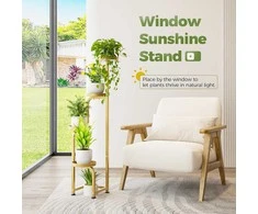 Bamworld metalinis kampinis gėlių stovas 4 lygių, aukštas, spiralinės formos, auksinės spalvos