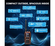 BAOFENG nešiojama dviejų juostų radijo stotelė GT-5R Mini, 5 W, UHF/VHF, USB-C įkrovimas, 999 kanalai