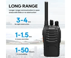 BAOFENG racijos PMR 446, 16 kanalų, iki 5 km, 1500 mAh, modelis 88E