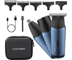 Barzdaskutė BARBERBOSS 3 viename kelioninis barzdos, plaukų, nosies ir ausų trimeris QR-2212