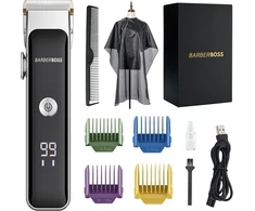 BARBERBOSS barzdos ir plaukų kirpimo mašinėlė su keraminiu ir titano peiliuku QR-2089