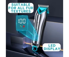 BARBERBOSS belaidė gyvūnų kirpimo mašinėlė su LED ekranu ir USB įkrovimu QR-9088
