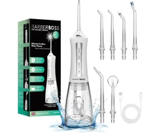 BARBERBOSS belaidis burnos irigatorius su 5 antgaliais, 300 ml, IPX7, QR-7024