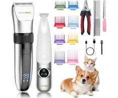 BARBERBOSS gyvūnų kailio kirpimo mašinėlių rinkinys 2 viename, USB, QR-9111