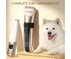 BARBERBOSS gyvūnų kirpimo mašinėlė su mini trimeriu, USB, atspari vandeniui, QR-9112