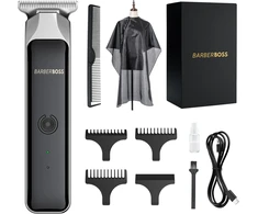 BARBERBOSS plaukų ir barzdos kirpimo mašinėlė su USB įkrovimu ir plieniniais ašmenimis QR-2090