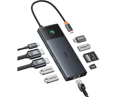 Baseus 10-in-1 USB-C prijungimo stotelė, 4K 120 Hz, 100 W PD, 10 Gbit/s