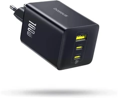 Baseus 100W GaN USB-C greitas kroviklis, 3 lizdai, PD, PPS, juodas, Enerfill