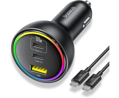 Baseus automobilinis įkroviklis 152.5 W su 2 USB-C, USB-A, RGB ir 100 W USB-C laidu BSCC-ZX-CCL