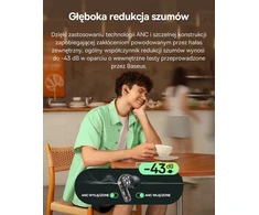 Baseus belaidės į ausis įdedamos Bluetooth ausinės su ANC, 4 mikrofonais ir IP55 A00107