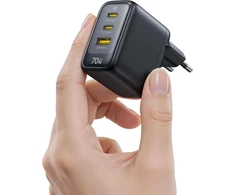 Baseus Enerfill USB-C tinklo įkroviklis 70 W, 3 prievadų, su GaN6 technologija