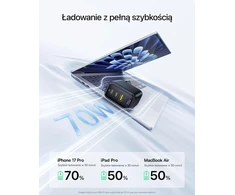 Baseus Enerfill USB-C tinklo įkroviklis 70 W, 3 prievadų, su GaN6 technologija