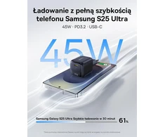 Baseus GaN USB-C tinklo įkroviklis 45 W su 1 m USB-C laidu, PD ir PPS