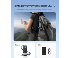 Baseus išorinė baterija 10000 mAh 45 W su įtraukiamu 60 cm USB-C laidu EnerCore CR11