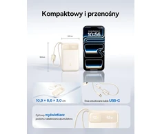 Baseus išorinė baterija 20000 mAh 45 W su dviem integruotais USB-C laidais E00311