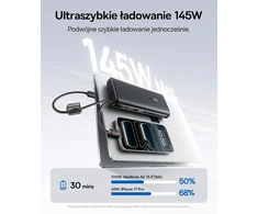 Baseus išorinė baterija 25000 mAh 145 W su 2 integruotais USB-C laidais E0028H