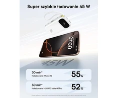 Baseus išorinė baterija QPow3 20 000 mAh 45 W su dviem integruotais USB-C laidais PPKPC-0520S