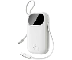 Baseus išorinė baterija QPow3 20 000 mAh 45 W su dviem integruotais USB-C laidais PPKPC-0520S
