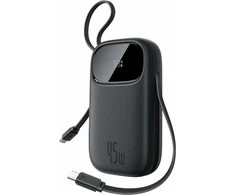 Baseus QPow3 išorinis powerbankas 20000 mAh, 45 W, su įmontuotais USB-C kabeliais