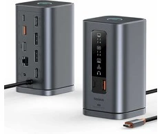 Baseus Spacemate WIN 11‑in‑1 USB‑C dokinė stotelė, 2x HDMI, DP, 100 W PD, 10 Gb/s, pilka