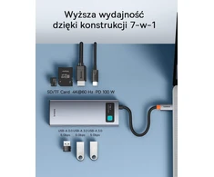 Baseus USB-C 7 viename šakotuvas su 4K 60 Hz HDMI, 100 W PD ir 3 USB-A, YK-60