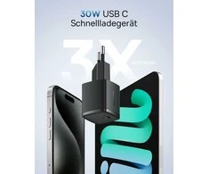 Baseus USB-C sieninis įkroviklis 30 W GaN3, greito krovimo adapteris, juodas