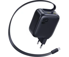 Baseus USB-C tinklo įkroviklis 67 W su ištraukiamu 80 cm kabeliu, GaN6, Enercore