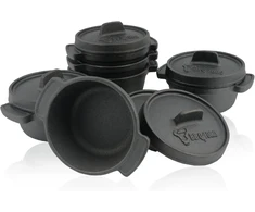 BBQ-Toro mini ketaus puodų rinkinys su dangčiais, 250 ml talpa, 6 vnt., PAN07