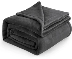 Rankšluostis Bedsure flanelinis pledas, mikrofibra, tamsiai pilkas, 230x270 cm, šiltas XXL sofa/lova